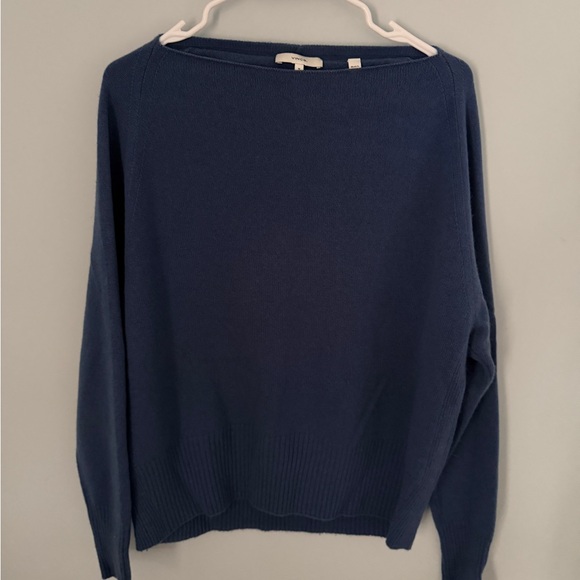 Vince Navy Blue Wool Cashmere Boat Neck Knit Sweater Size M - Picture 2 of 9